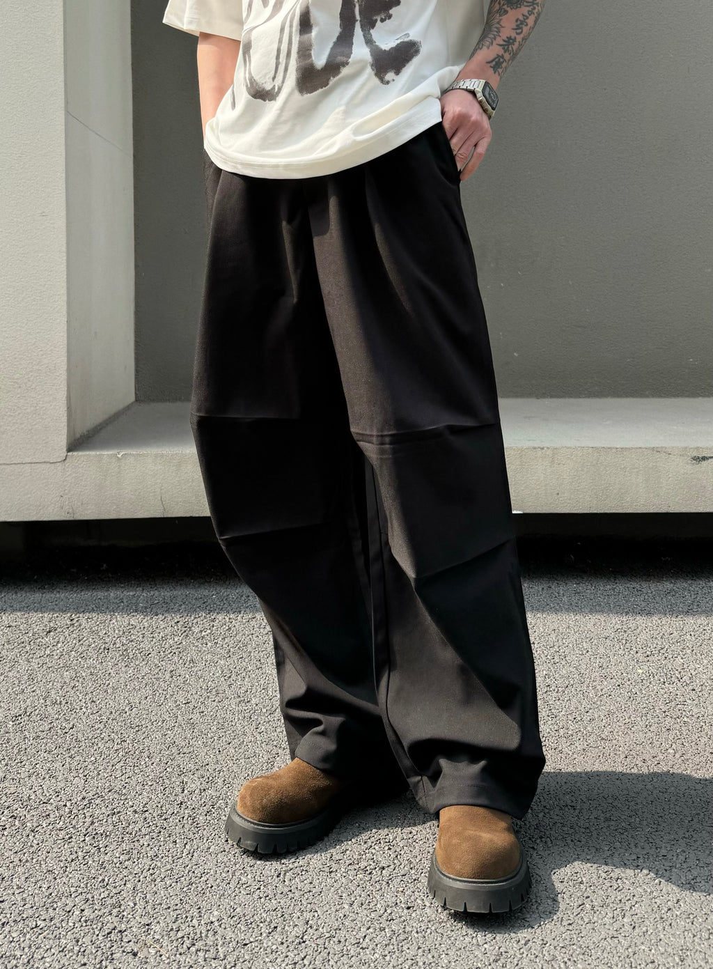 IRONED CREASED BLACK PANTS