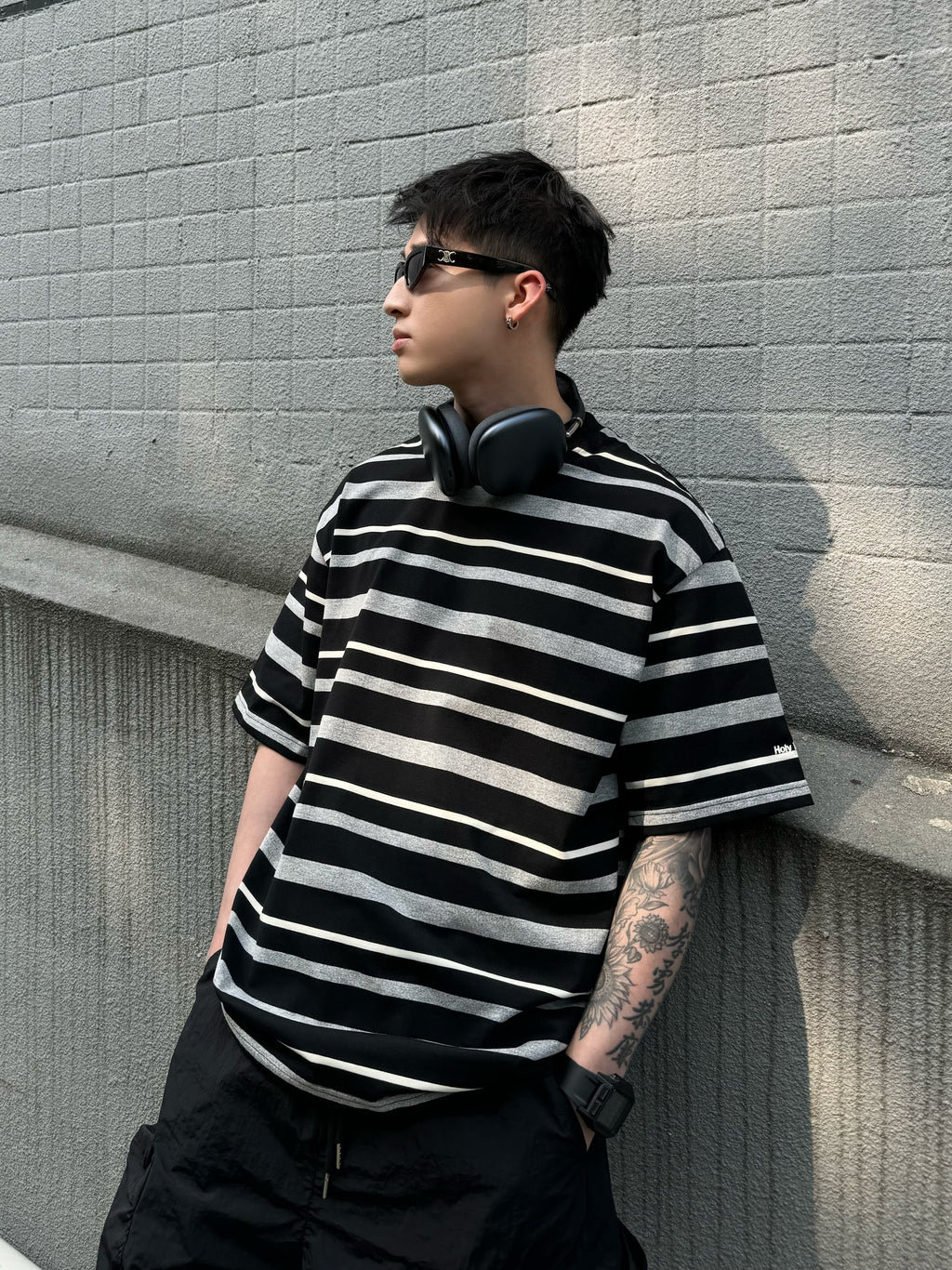 STRIPED OVERSIZED COTTON TEE