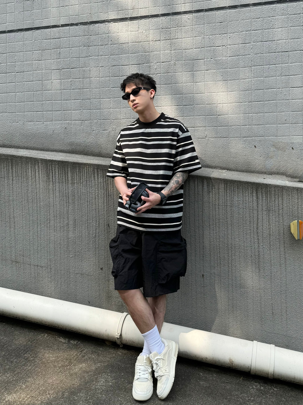 STRIPED OVERSIZED COTTON TEE